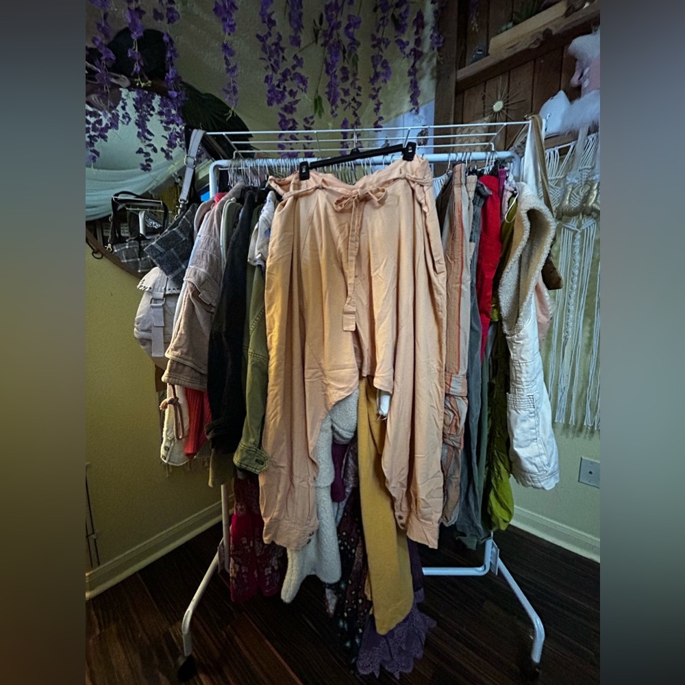 Free People Light Orange Tie Waist Harem Trousers
